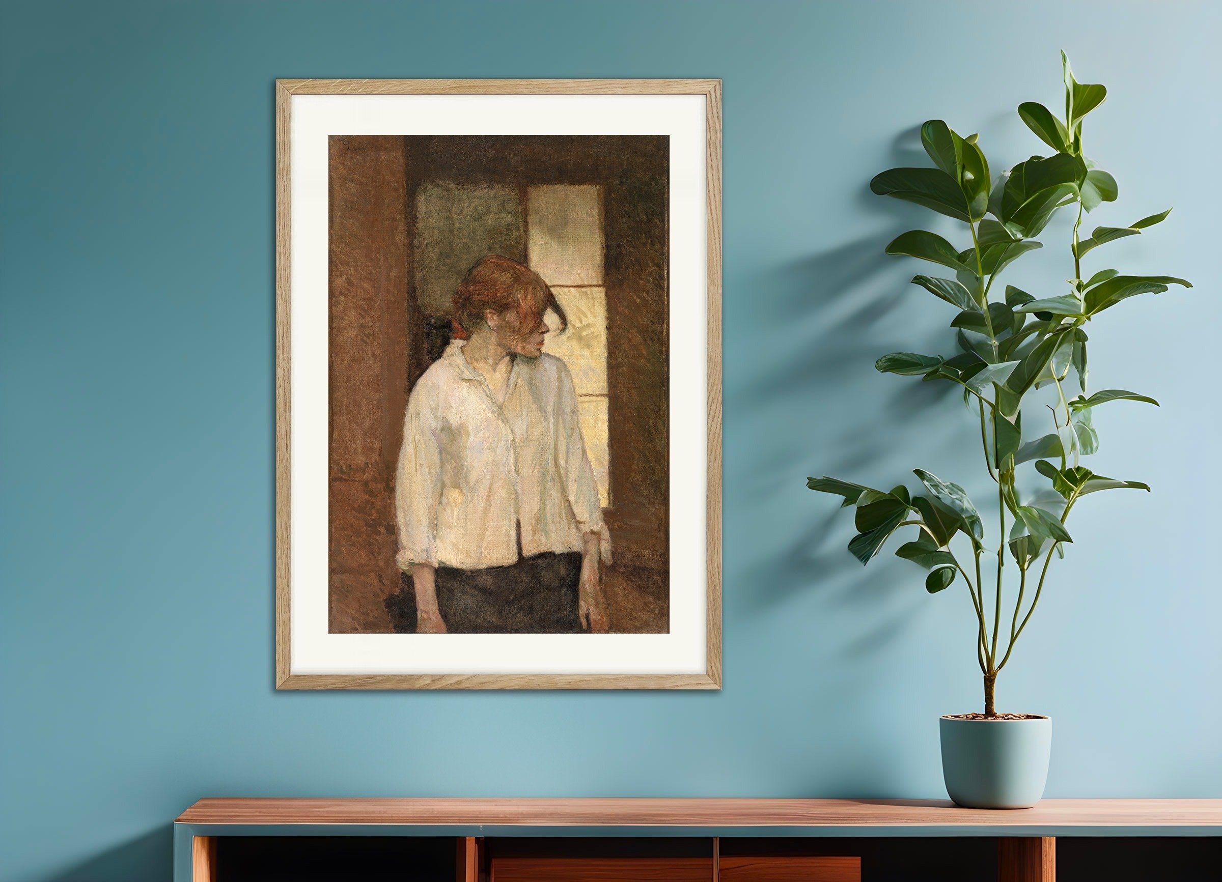 Poster of Toulouse lautrec, with natural wooden frame