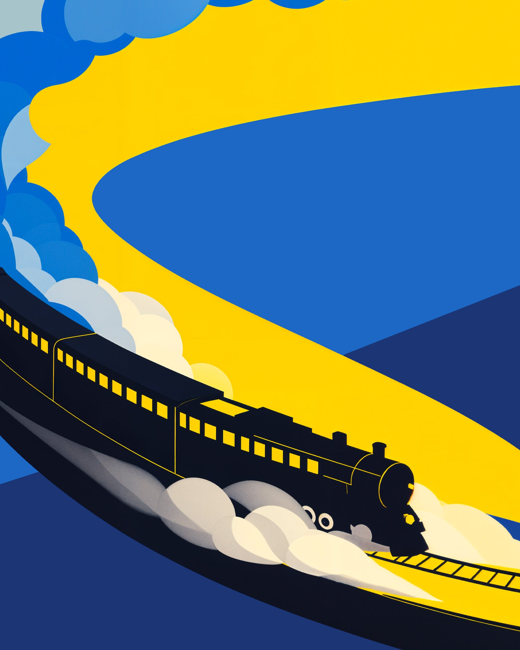 Póster de tren, diseño gráfico