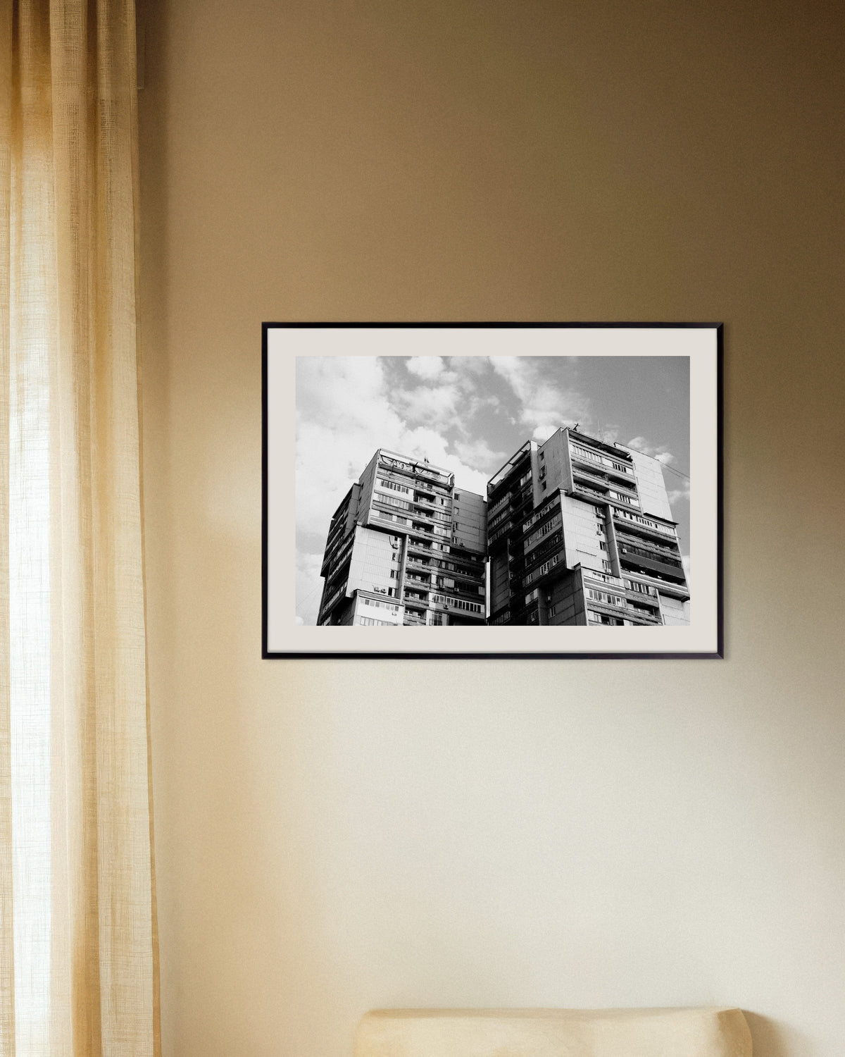 Poster of Twin Towers in the Clouds, with metal frame
