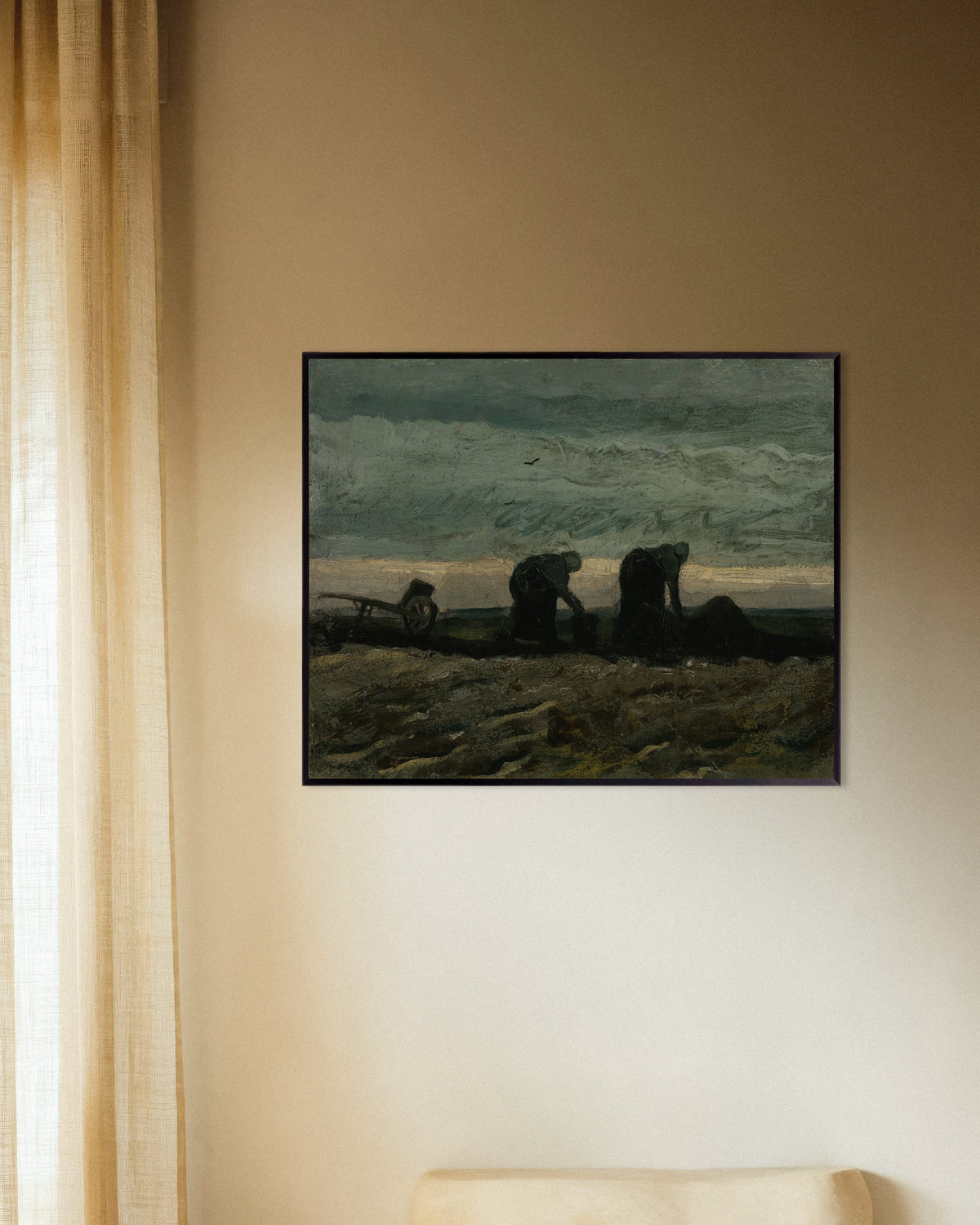 Poster av To kvinner på heia (1883) av Vincent van Gogh, med metallramme
