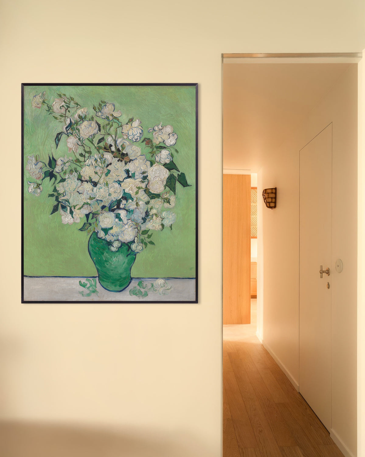 Poster av Vase med roser (1890) av Vincent van Gogh, med metallramme