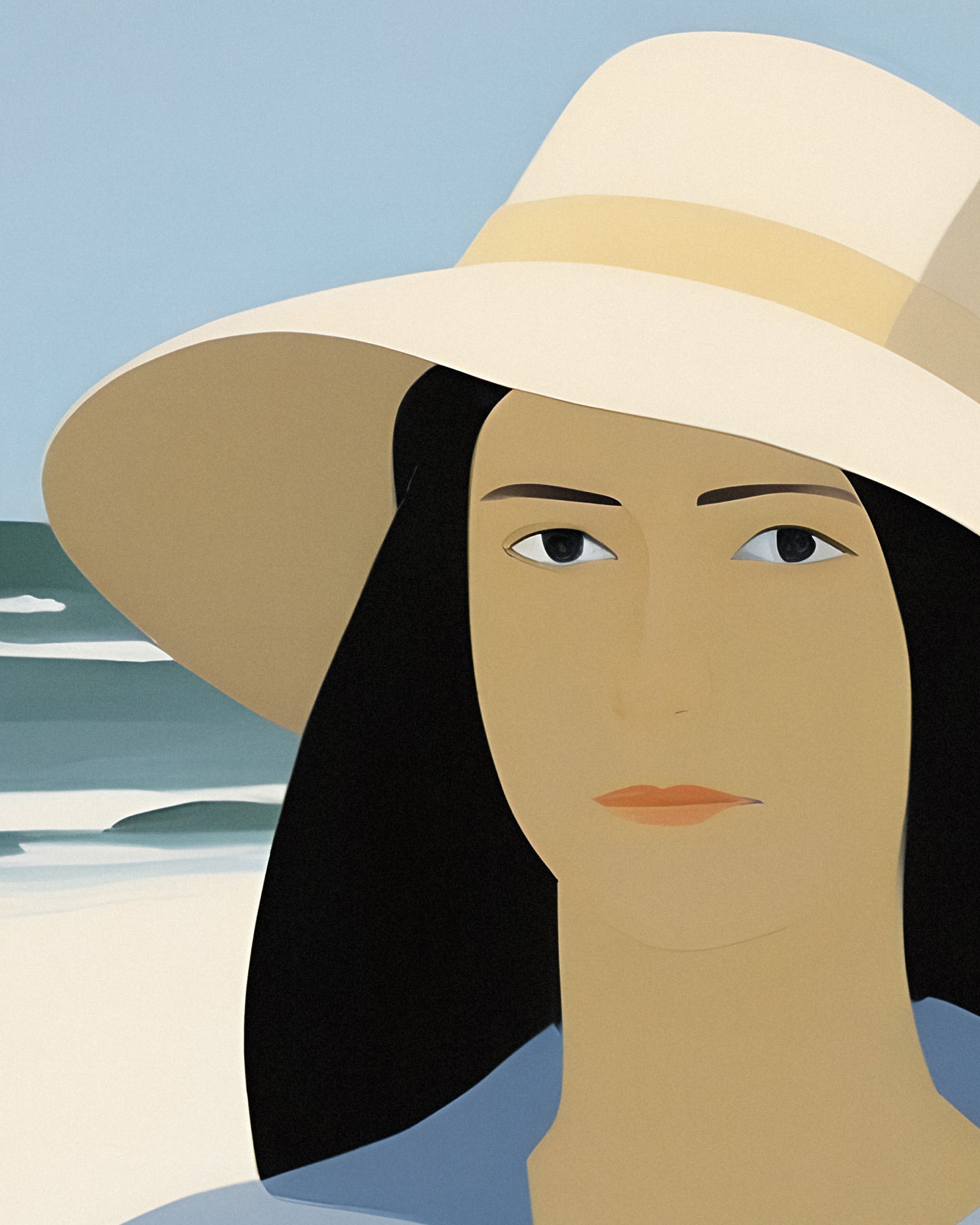 Vi and Her Hat - Beach Portrait Art Print
