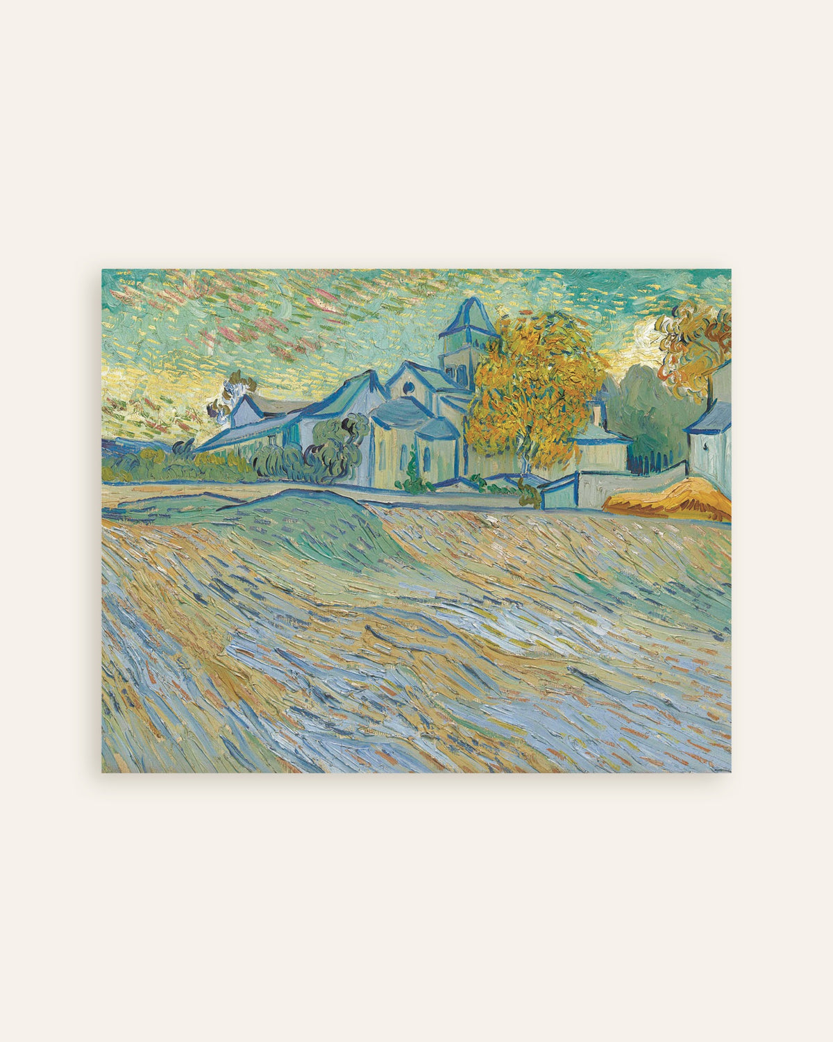 Poster av Utsikt over asylet og kapellet i Saint-Rémy (1889) av Vincent van Gogh, miniatyr