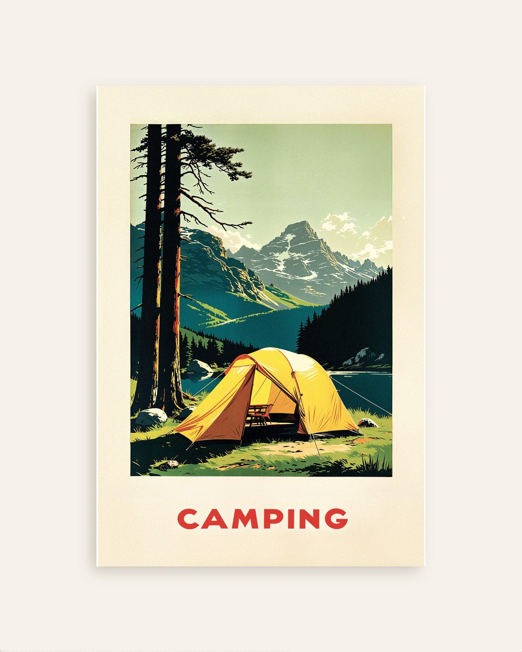 Vintage camping, mountain and nature - Poster | Wall Art Print