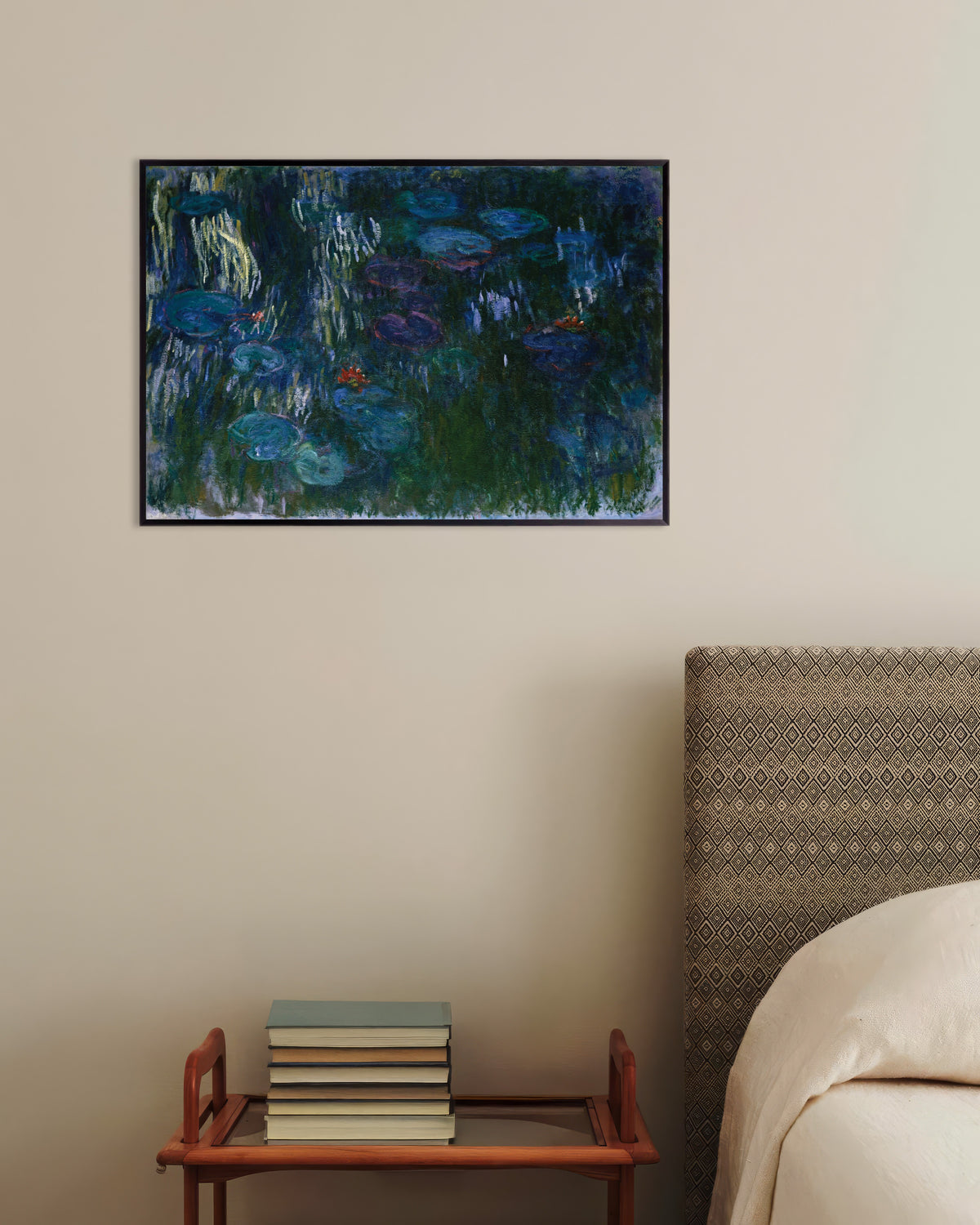 Plakat Vannliljer (1916–1919) av Claude Monet med metallramme