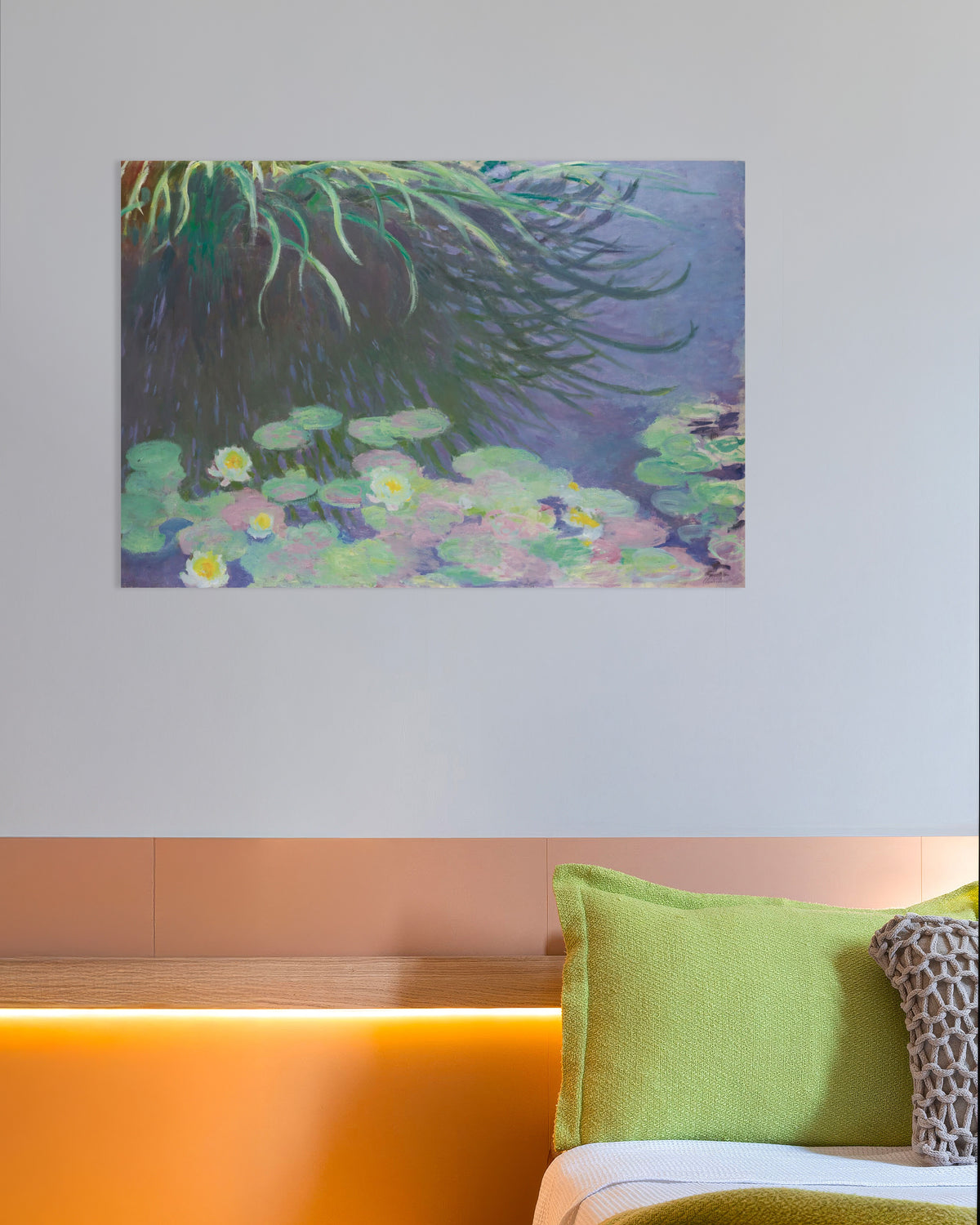 Plakat Vannliljer med speilinger av høyt gress (1914–1917) av Claude Monet