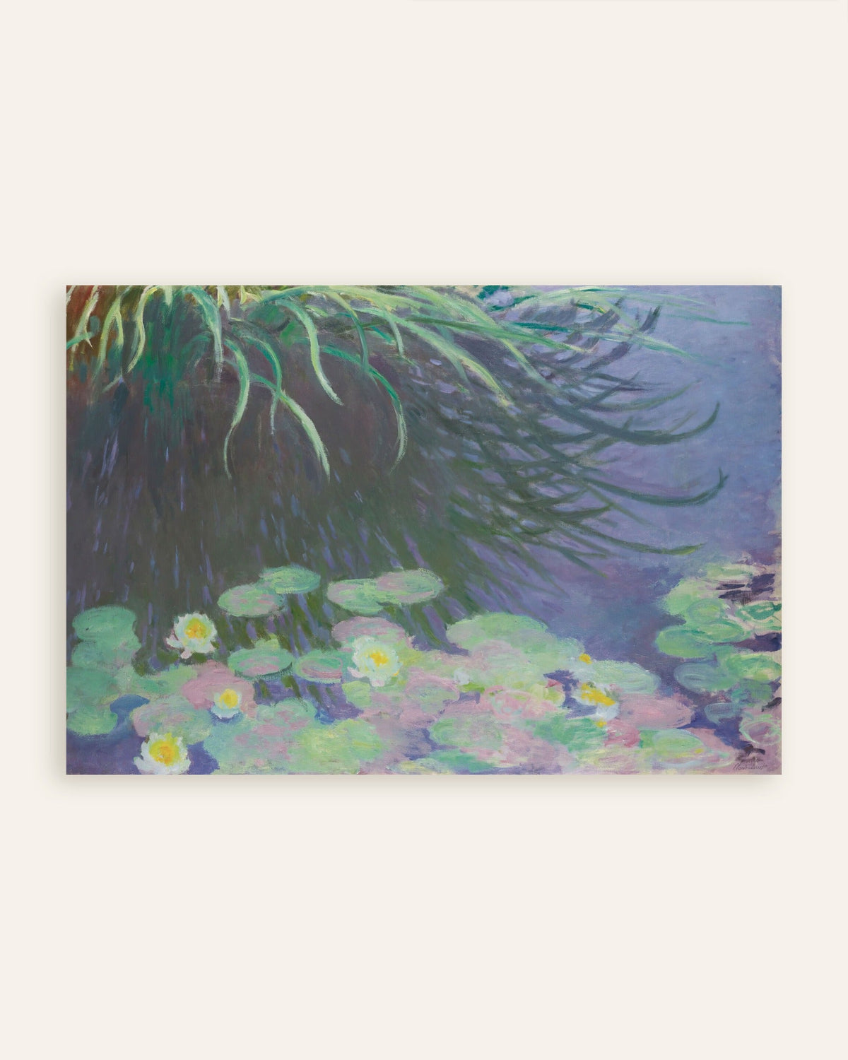Plakat Vannliljer med speilinger av høyt gress (1914–1917) av Claude Monet, miniatyr