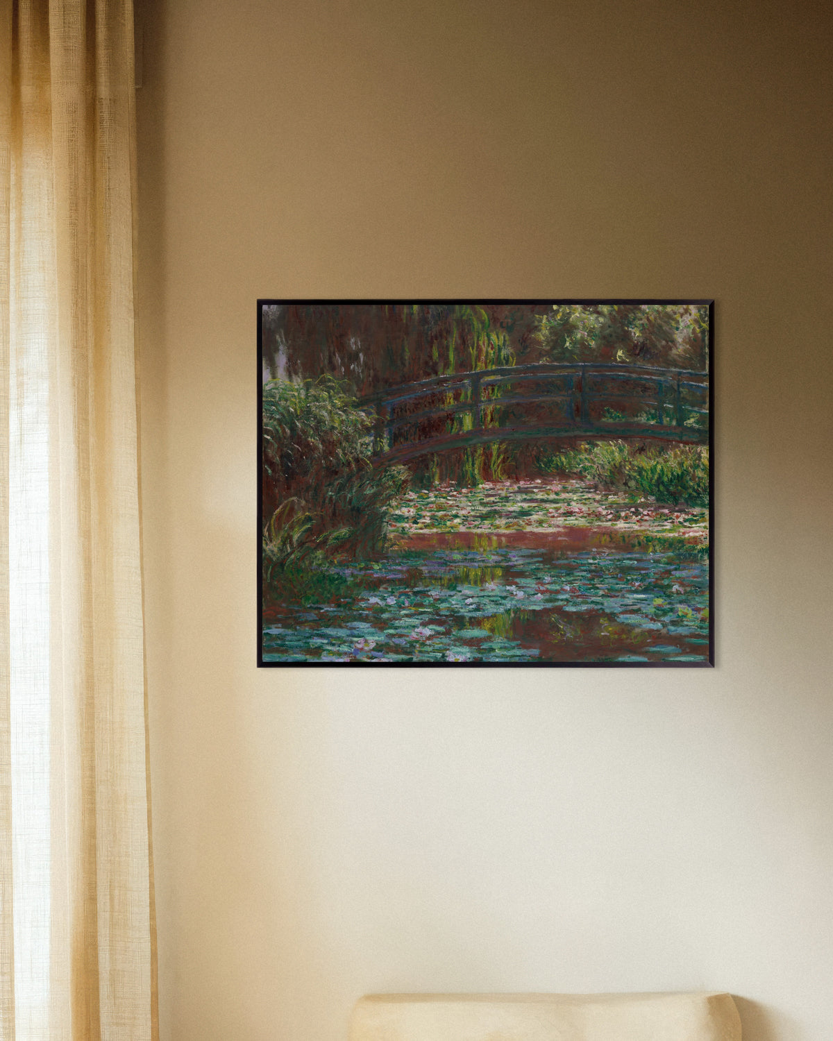 Plakat Vannliljedammen (1900) av Claude Monet med metallramme