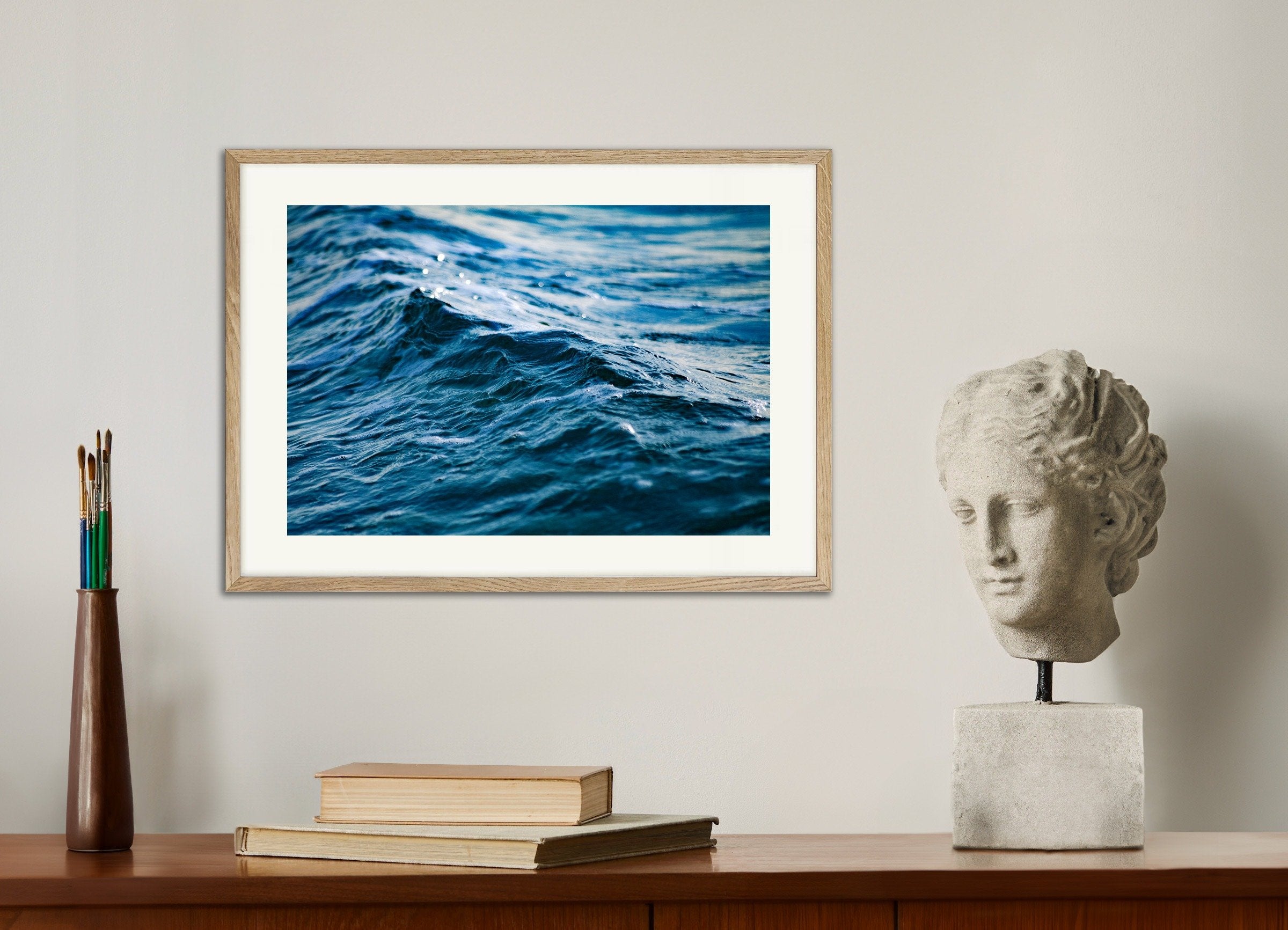 Poster of Water Poster, the Ocean, with natural wooden frame