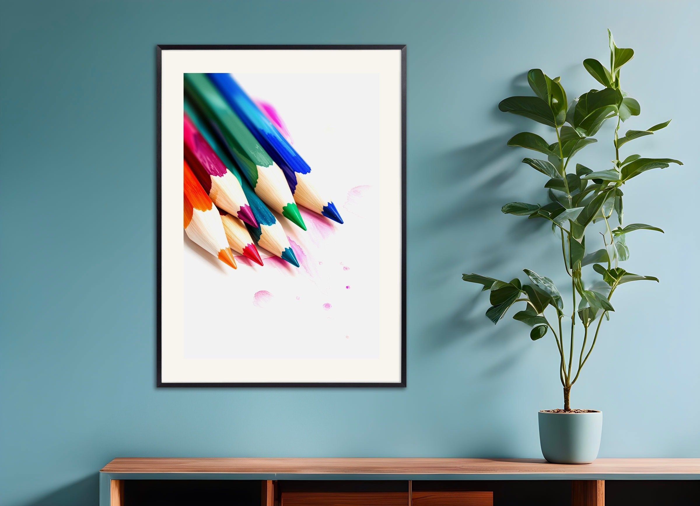 Poster of Watercolor colored pencil​, with metal frame