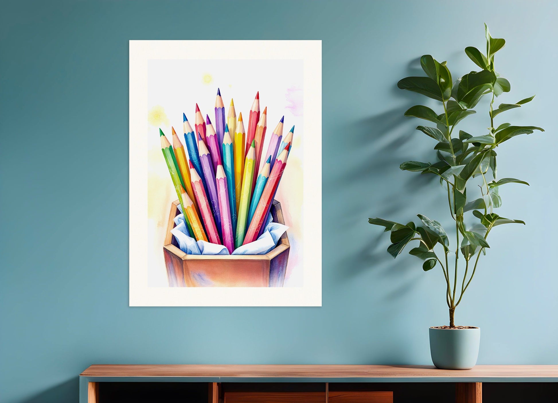 Poster of watercolor colored pencils