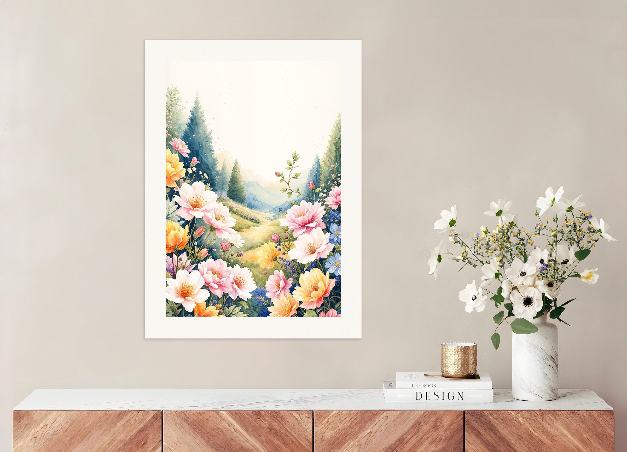 Poster of Watercolor flowers birthday