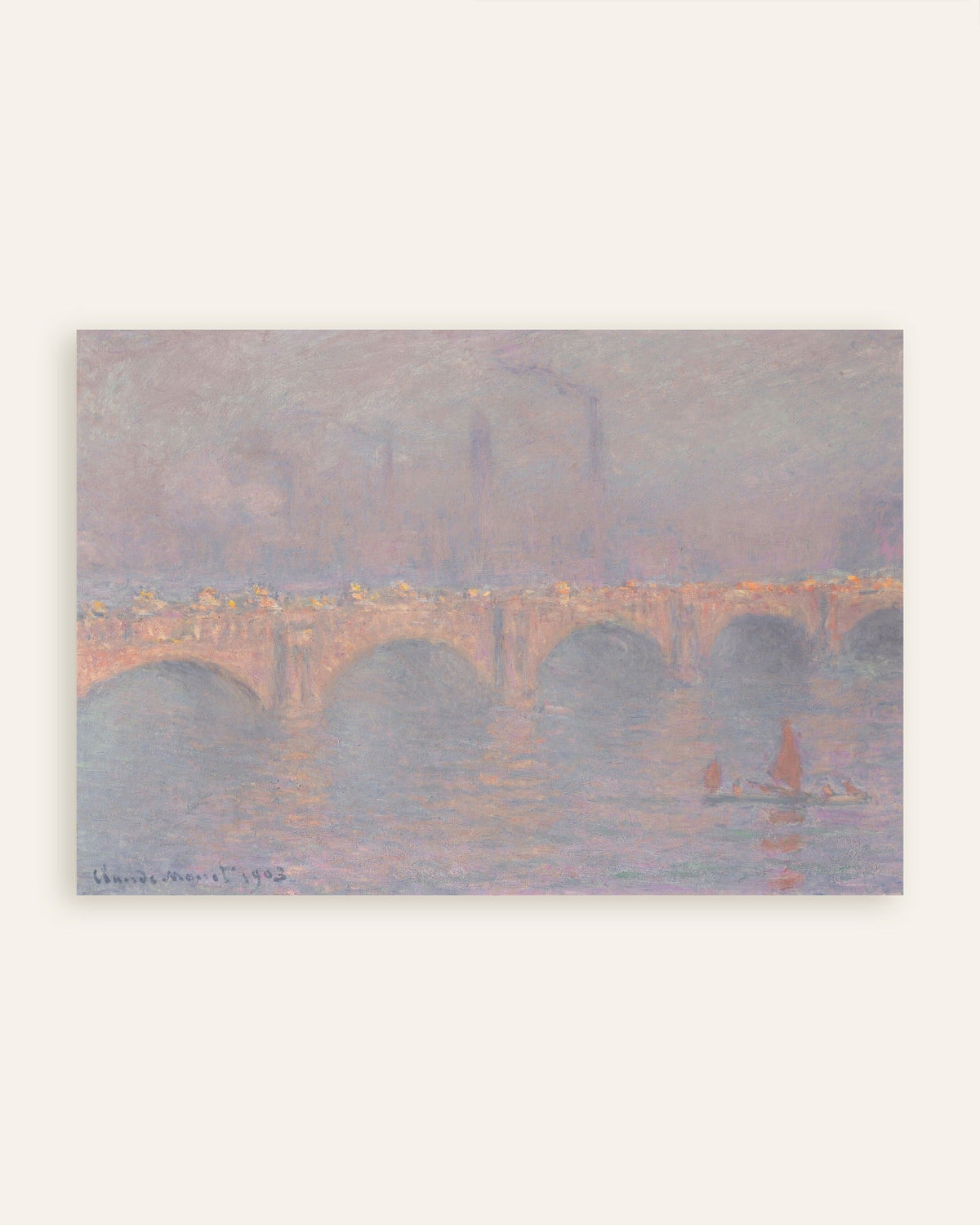 Plakat Waterloo Bridge, tilslørt sol (1899–1903) av Claude Monet, miniatyr