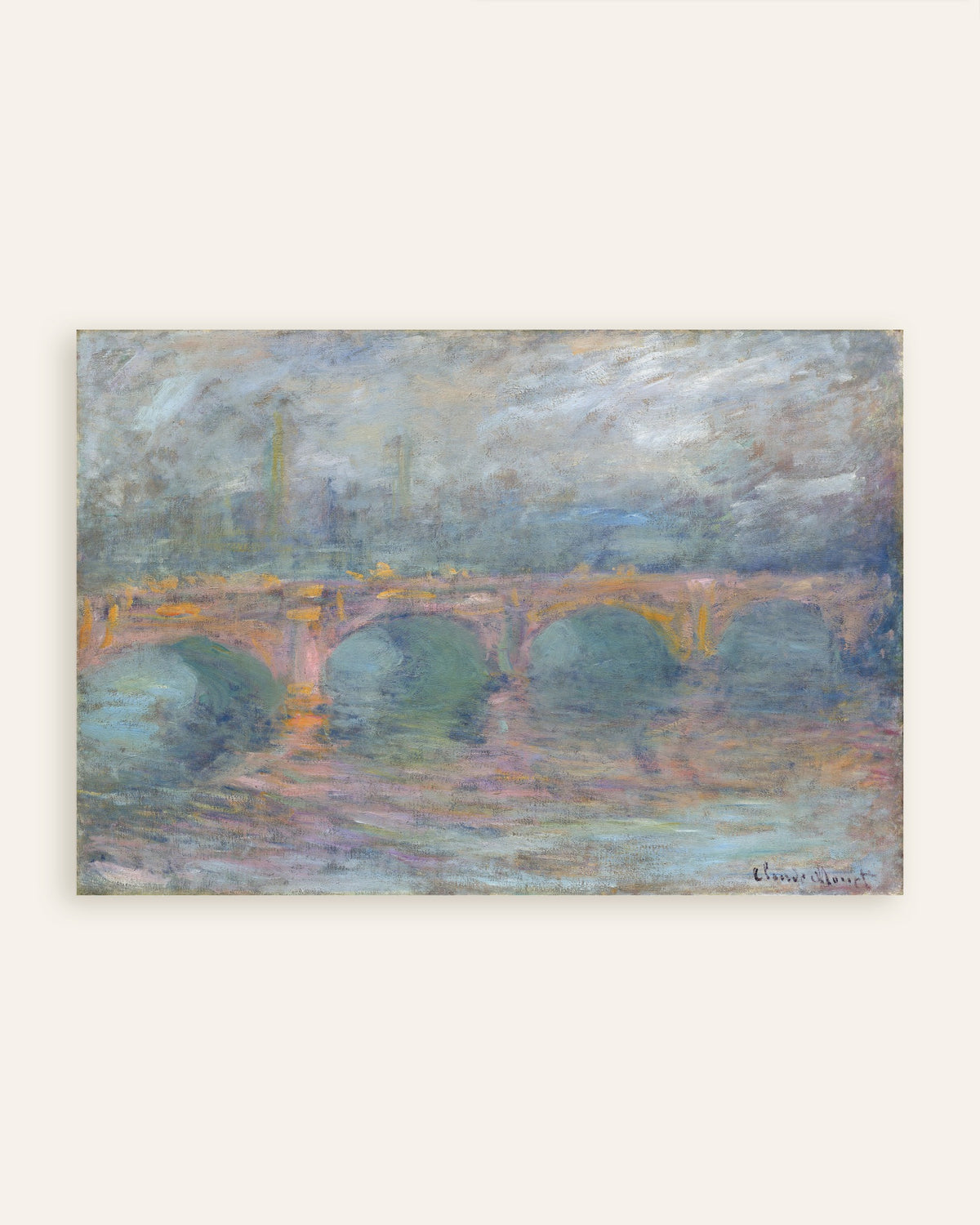 Plakat Waterloo Bridge, London, i solnedgang (1904) av Claude Monet, miniatyr