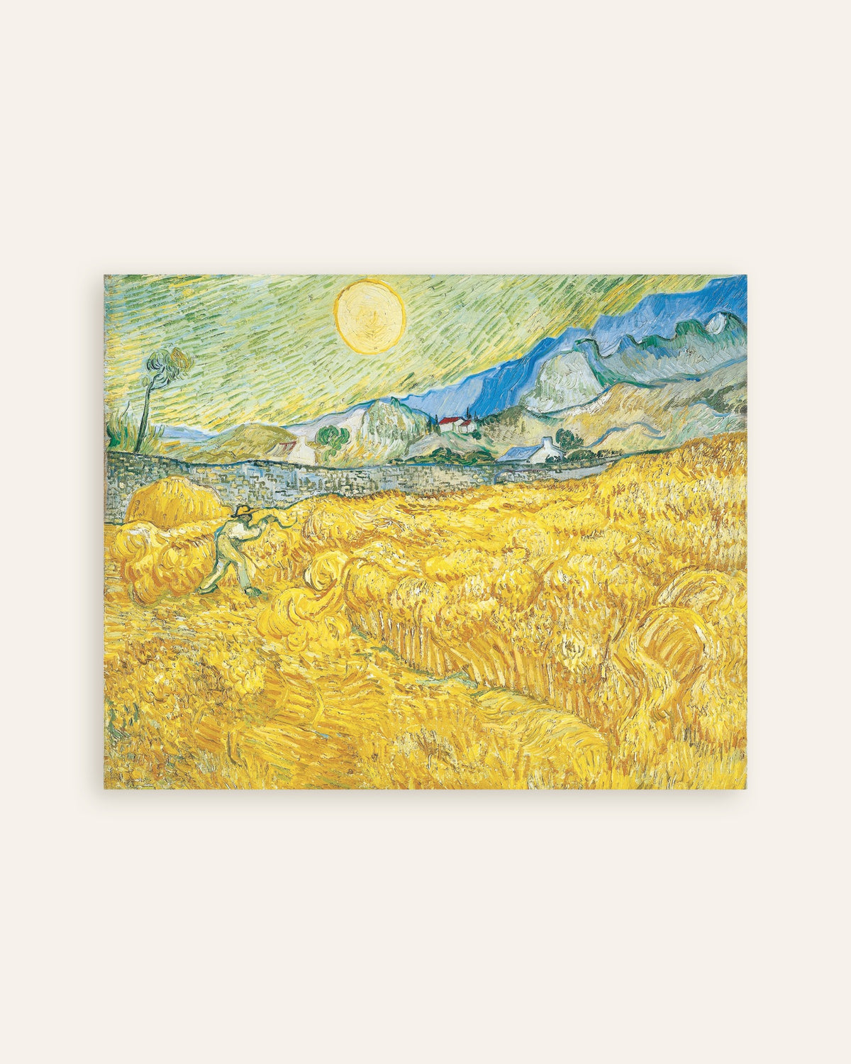 Poster av Hvetemark bak Saint-Paul-sykehuset med en skurdtresker (1889) av Vincent van Gogh, miniatyr