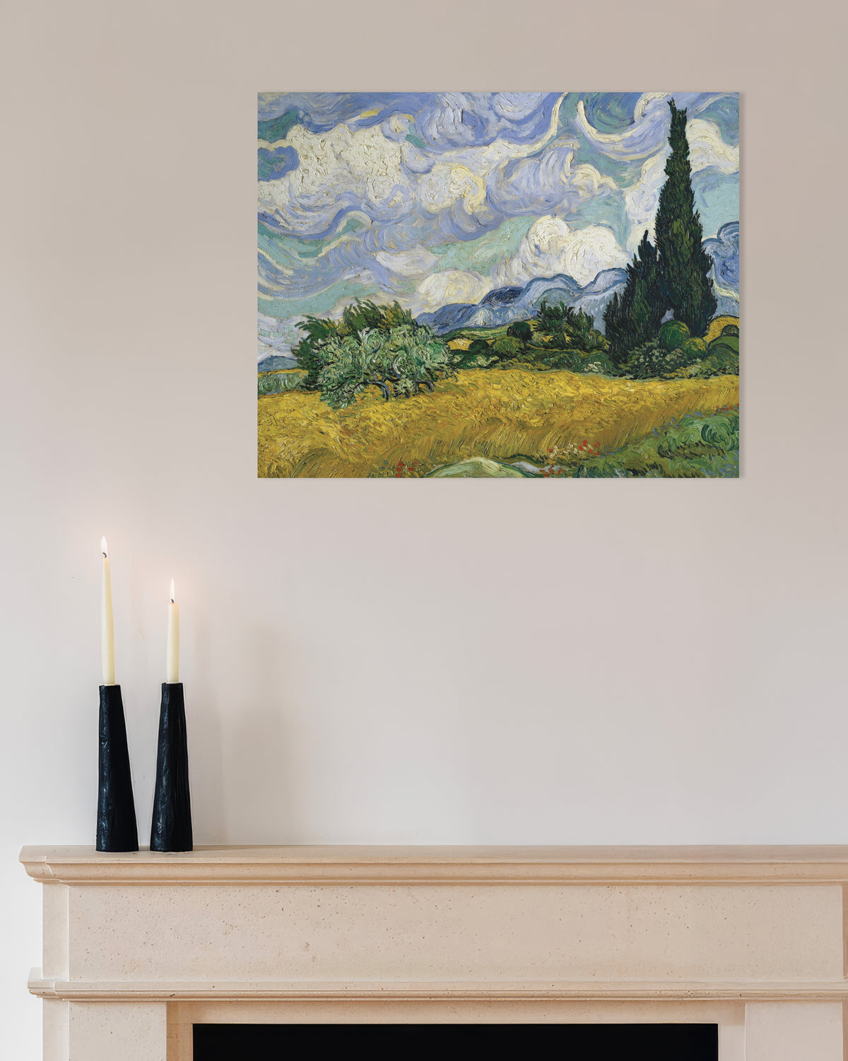 Poster av Hvetemark med sypresser (1889) av Vincent van Gogh