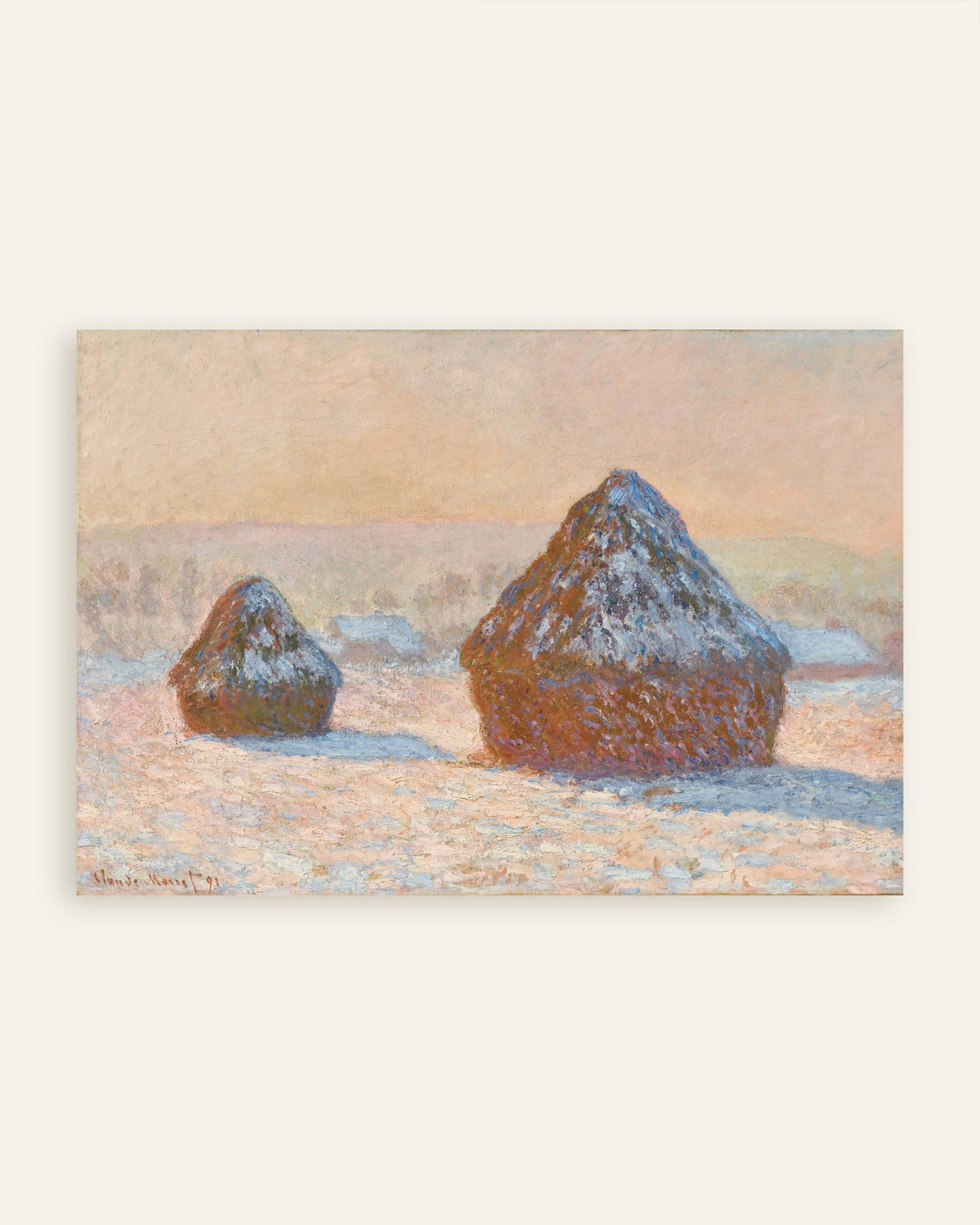 Plakat Kornstakker, snøeffekt, morgen (1891) av Claude Monet, miniatyr