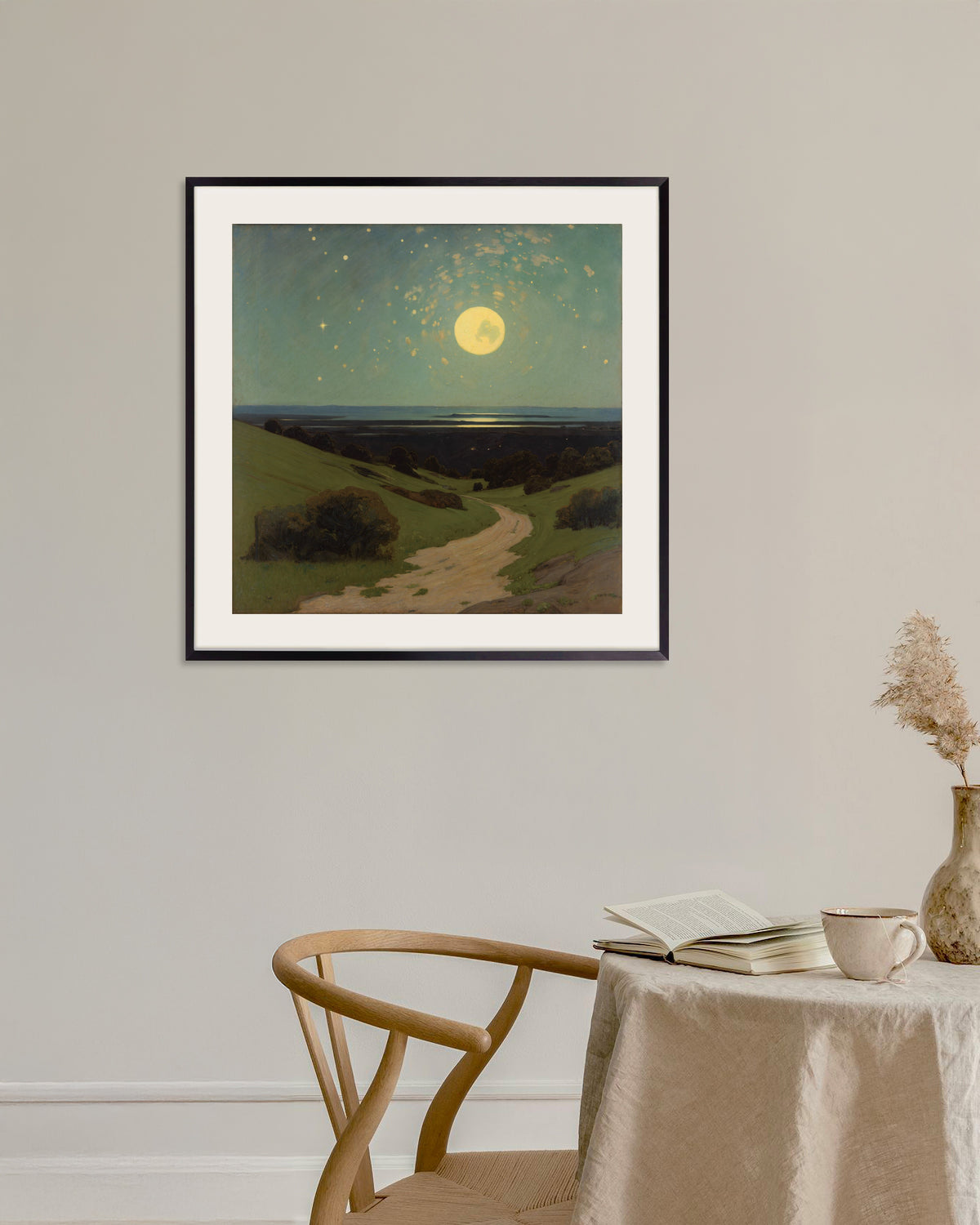 Poster Fullmåne over åsene i svart metallramme