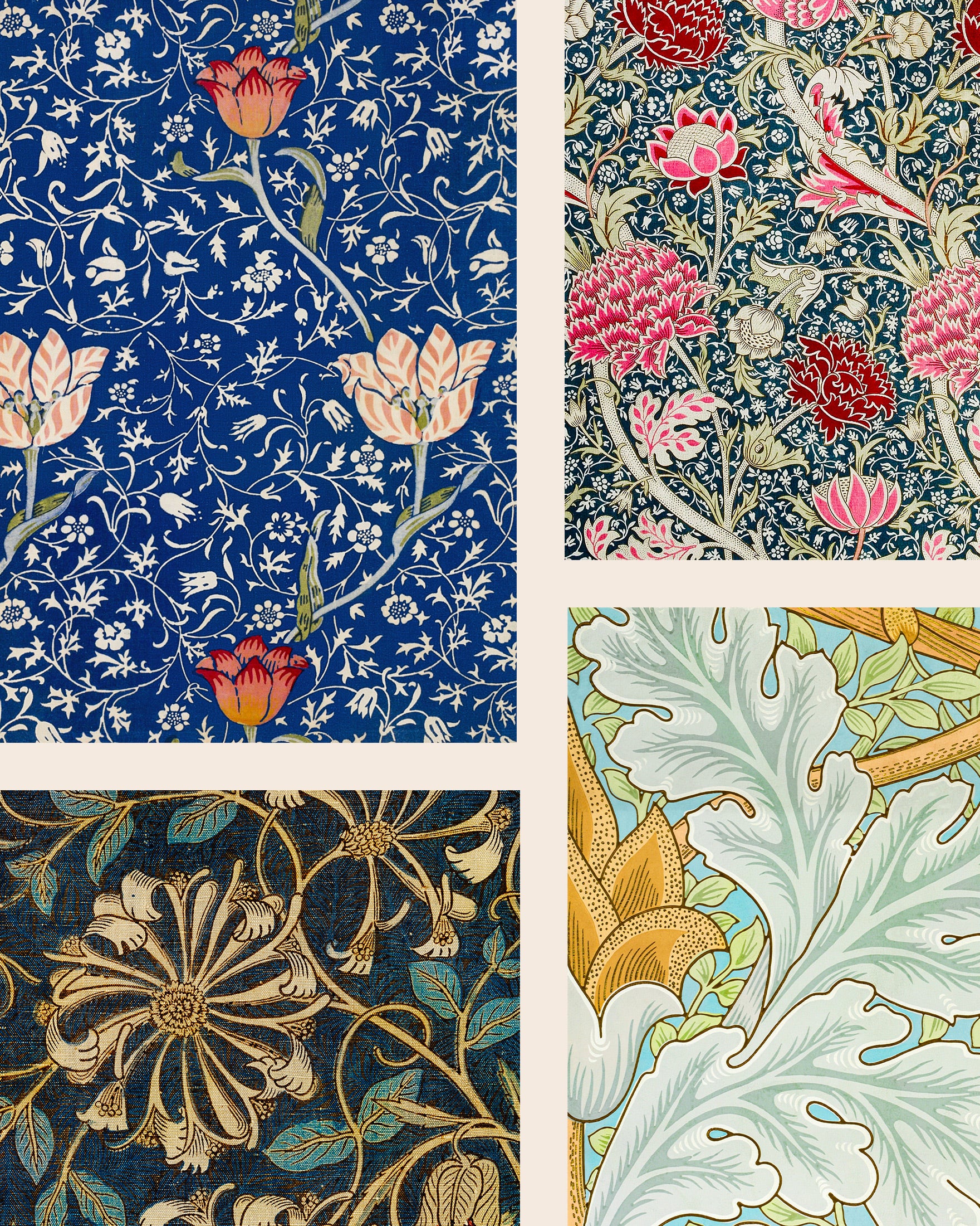 Pósters de collages de papeles pintados y telas de William Morris