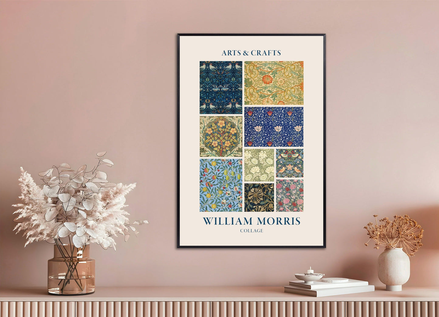 Poster of William Morris poster, floral mosaic, with metal frame