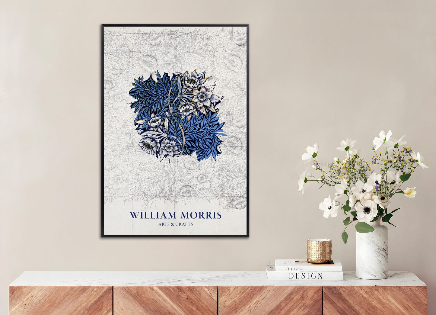 Poster of William Morris, preparatory work, with metal frame