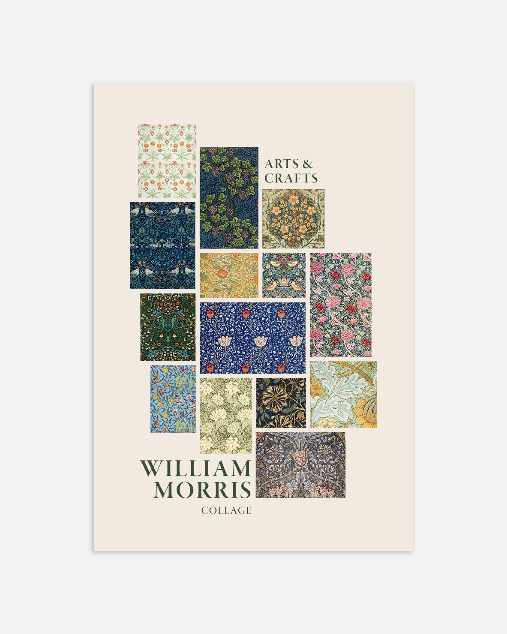 Poster of William Morris wallpapers and fabrics, collage, thumbnail