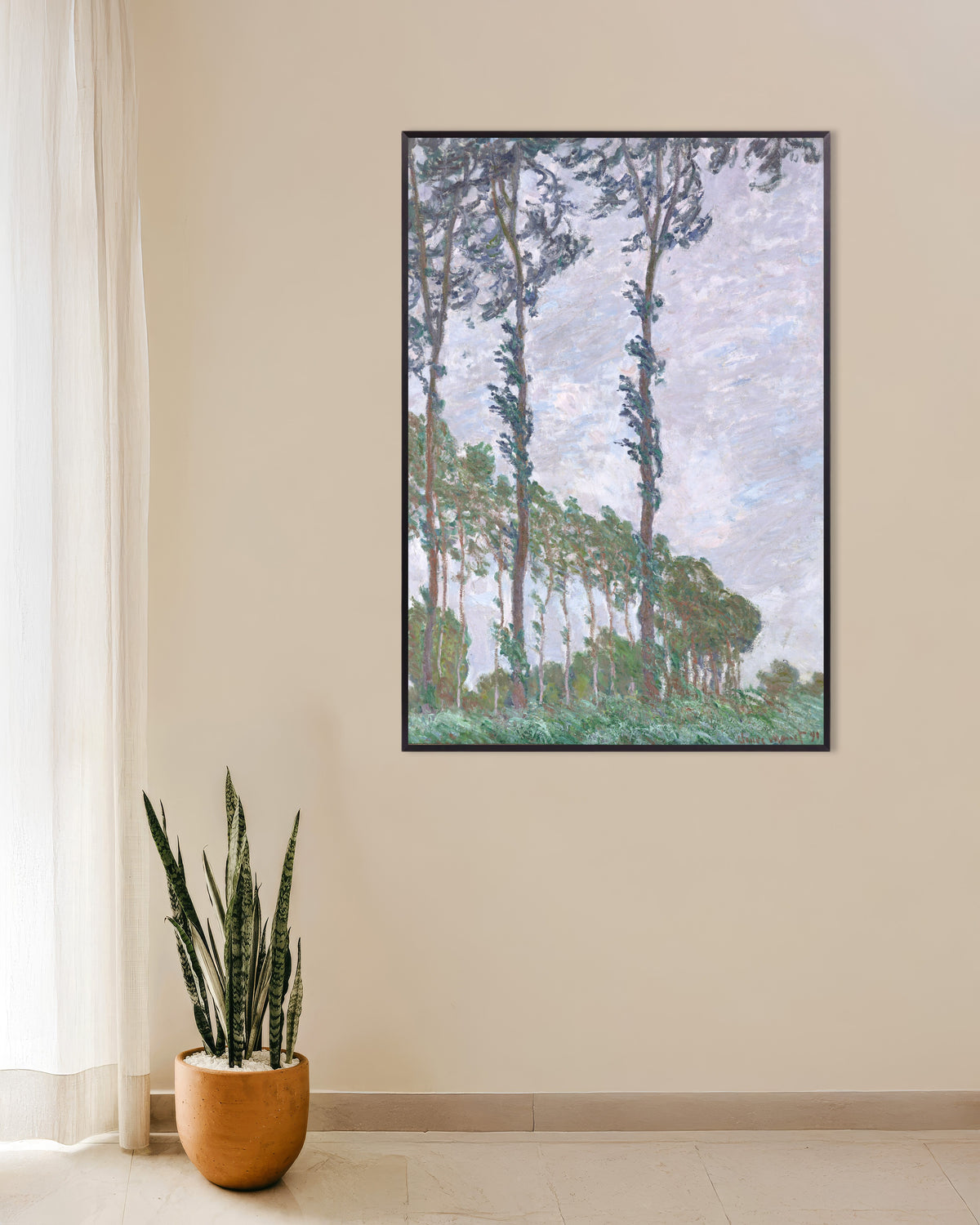 Plakat Popler, vindeffekt (1891) av Claude Monet med metallramme