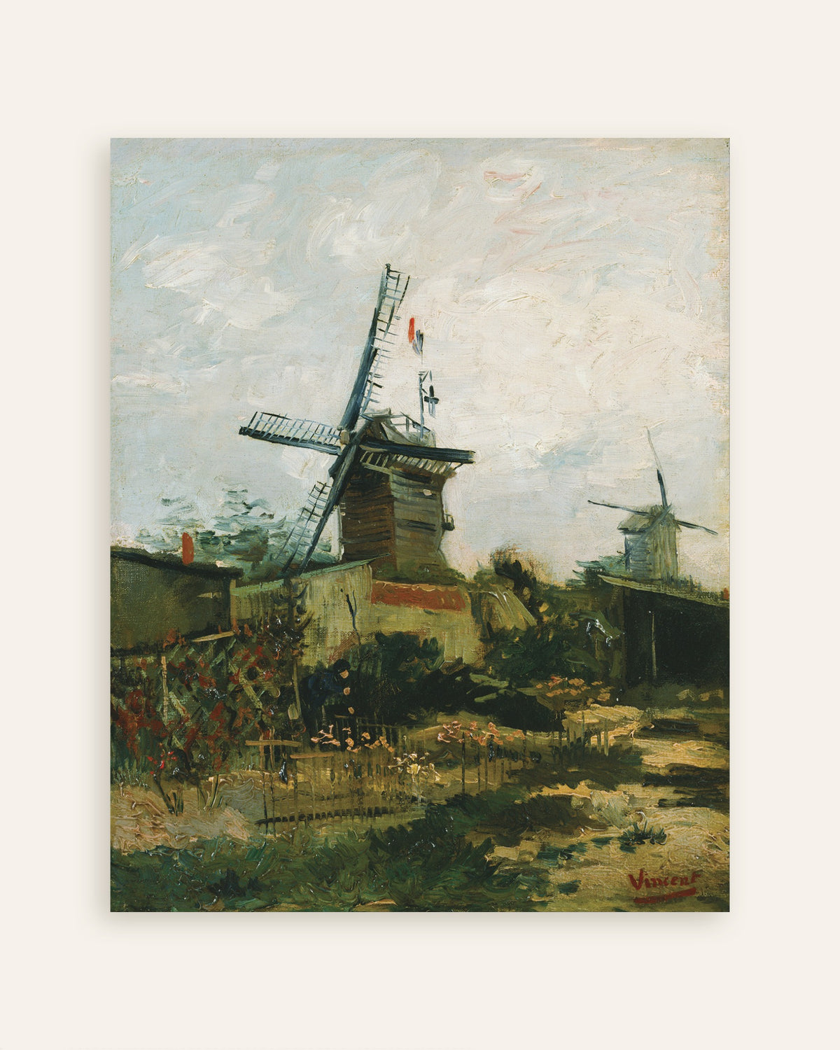 Poster av Vindmøller på Montmartre (1886) av Vincent van Gogh, miniatyrbilde