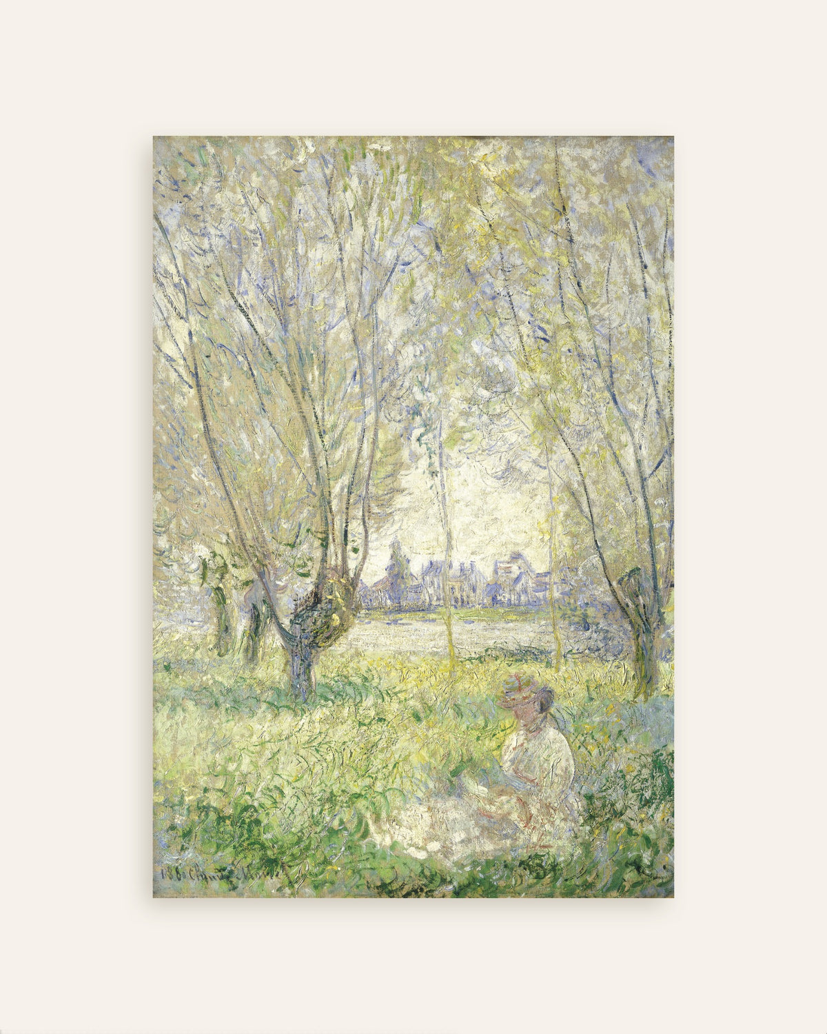Poster of Woman Seated under the Willows (1880) by Claude Monet, thumbnail