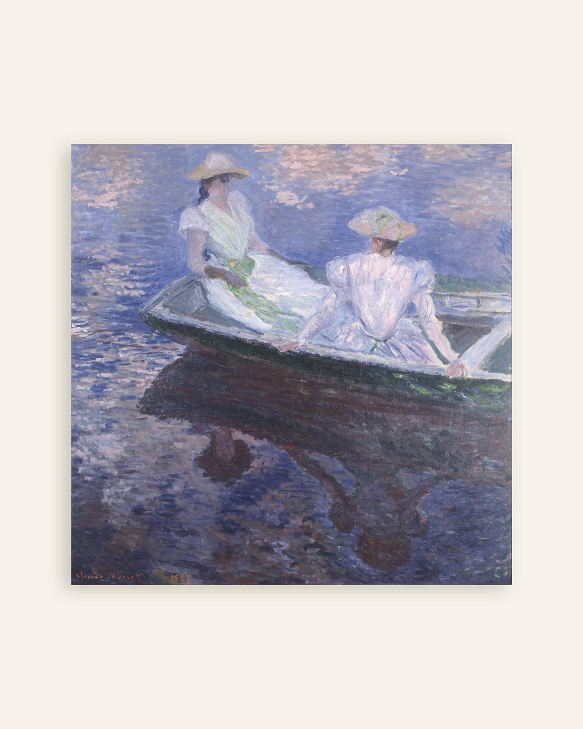Plakat Unge piker i en båt (1887) av Claude Monet, miniatyr