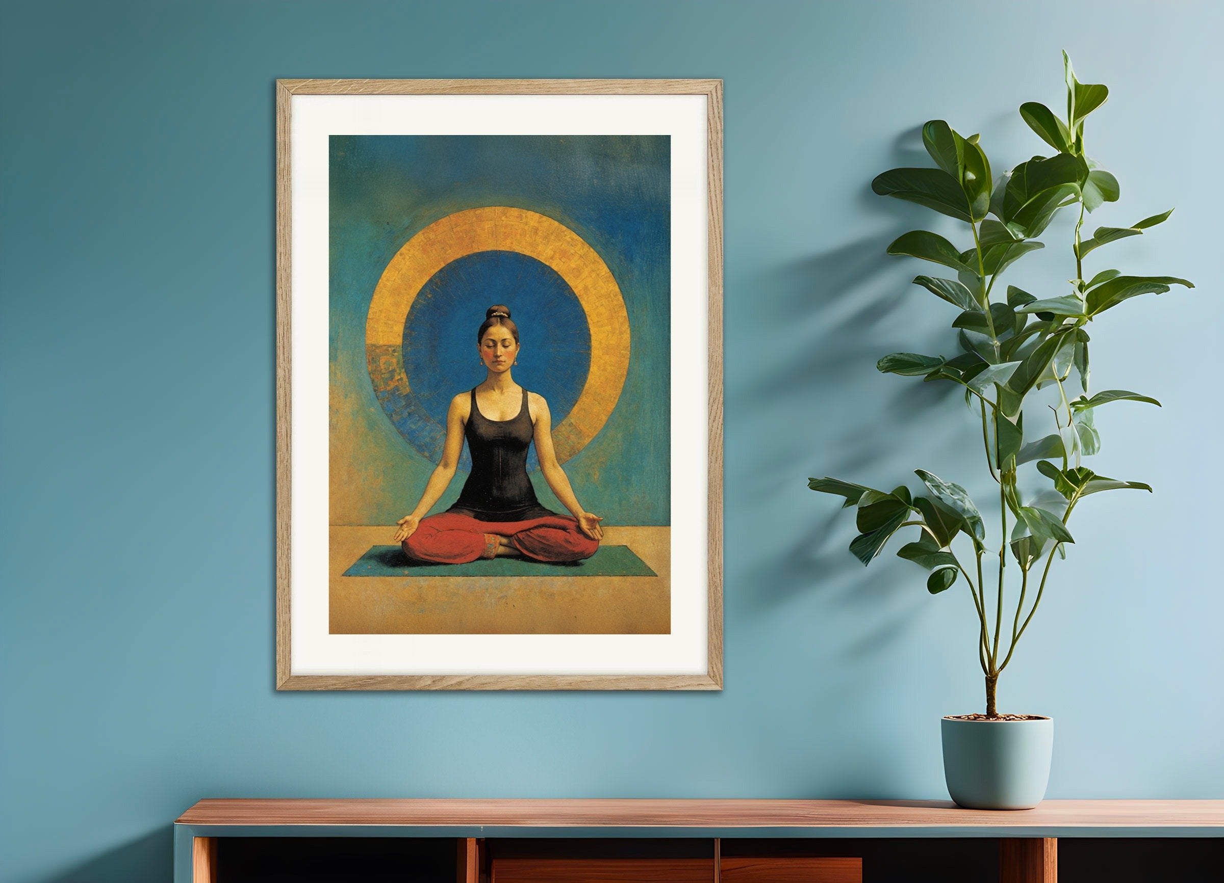 Poster of Zen poster, meditation, with natural wooden frame