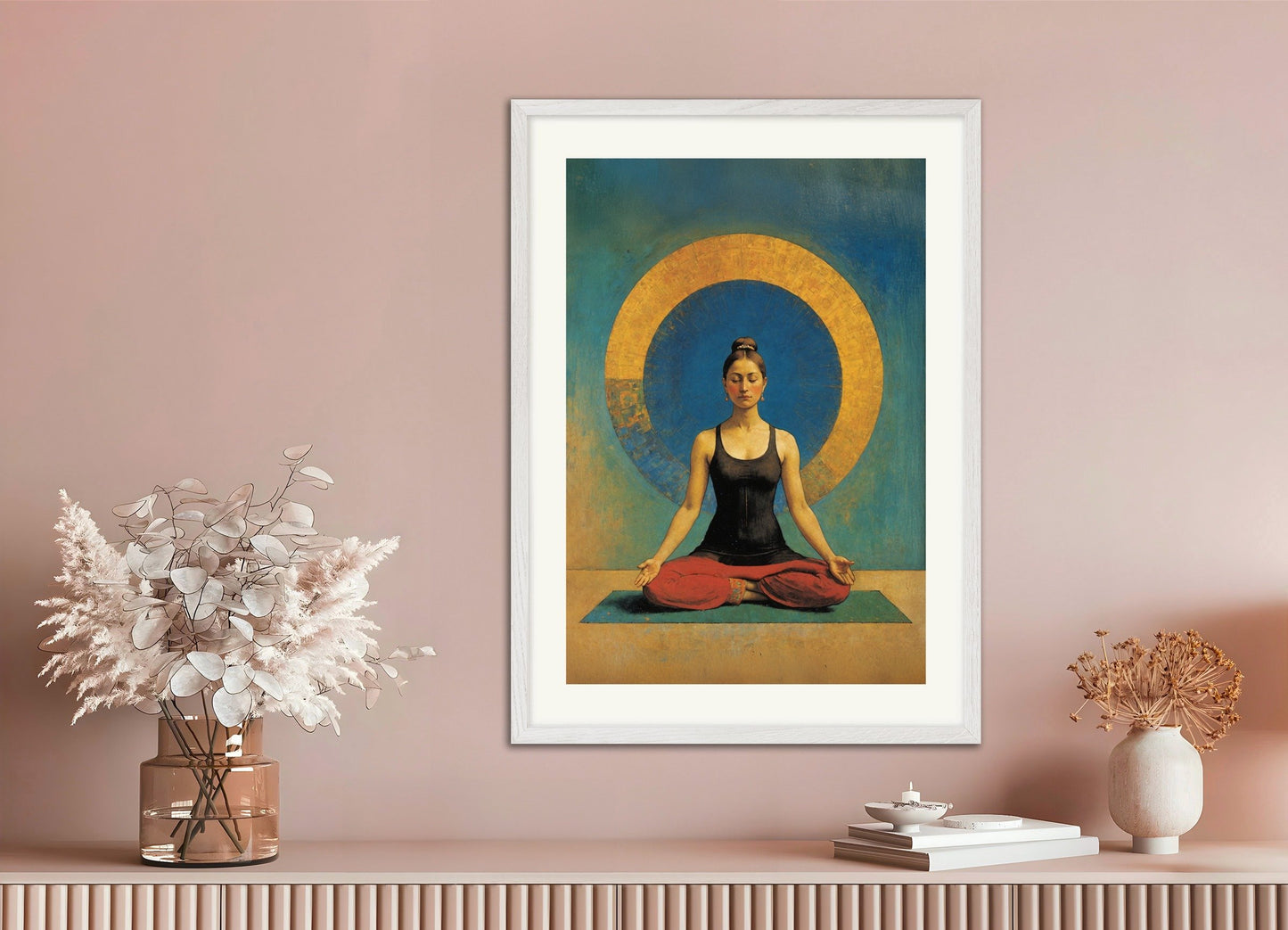 Poster of Zen poster, meditation, with white wooden frame