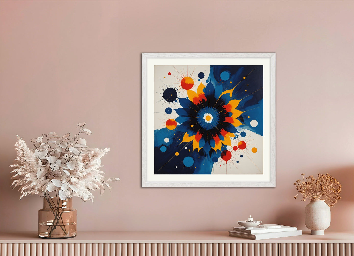 Poster of ZERO movement, German kinetic art, with white wooden frame